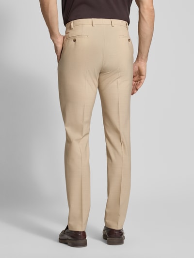 DIGEL slim fit pantalon van scheerwolmix met paspelzakken achter model 'Apollo' Beige - 5