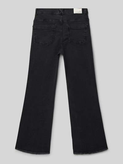 Produktfoto, schwarze Flared Jeans mit 5-Pocket-Design von Mango aus Baumwoll-Elasthan-Mix, Kindergröße, strukturierte Optik