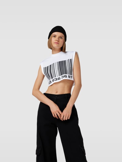 VTMNTS Cropped T-Shirt mit Label-Print Weiss 4