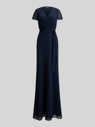Lauren Ralph Lauren Avondjurk met strikceintuur en V-hals Donkerblauw - 2