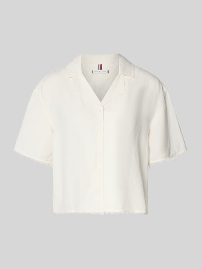 Tommy Hilfiger Boxy Fit Leinenbluse mit Viskose-Anteil Offwhite 2