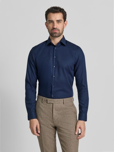 Jake*s Slim fit zakelijk overhemd van katoen met kentkraag Marineblauw - 4