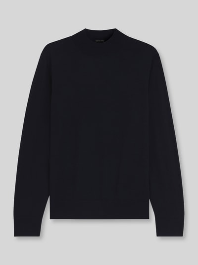 BOSS Regular fit pullover van zuivere scheerwol model 'Bjarno' Marineblauw - 2