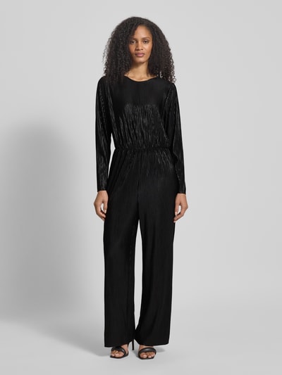 ICHI Relaxed Fit Jumpsuit mit Strukturmuster Modell 'Mathilde' Black 4