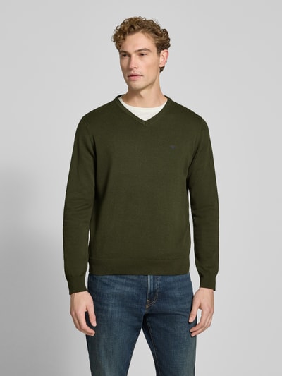 Fynch-Hatton Strickpullover mit Label-Strickerei Khaki 4