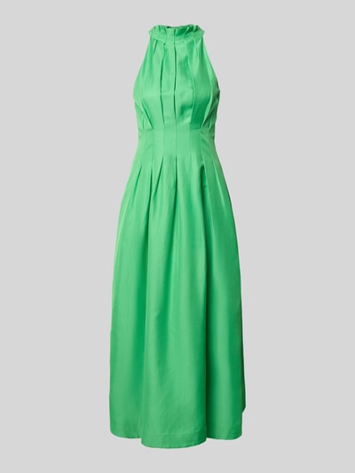 Produktfoto, Cocktailkleid mit Drapierungen Modell 'Miller' von Forever New, grüner Viskose-Leinen-Mix, A-Linie, Midikleid, glatte Struktur