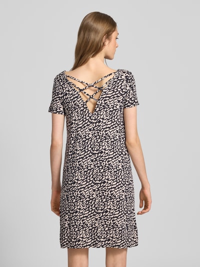 Only Uitlopende mini-jurk met all-over motief, model 'BERA' Zwart - 5