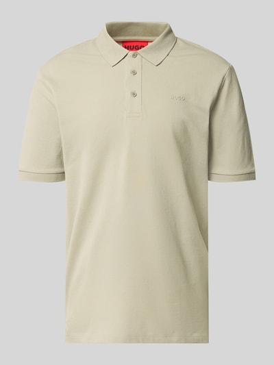 Produktfoto, Regular Fit Poloshirt aus reiner Baumwolle Modell 'DONOS222' von HUGO, beige, Polokragen, kurze Knopfleiste, Webware, kurzarm