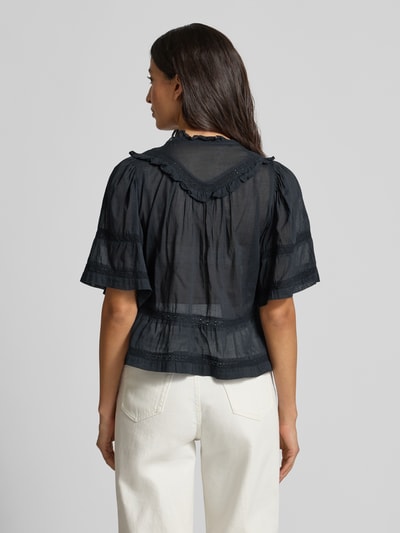 Neo Noir Regular Fit Bluse mit V-Ausschnitt Modell 'Evienne' Dunkelblau 5