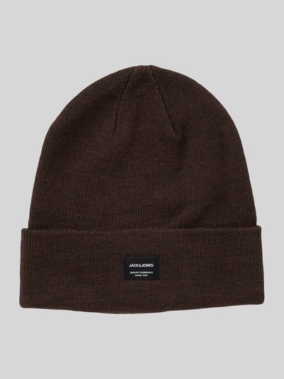 Jack & Jones Beanie mit Label-Patch Modell 'DNA' Dunkelbraun 1