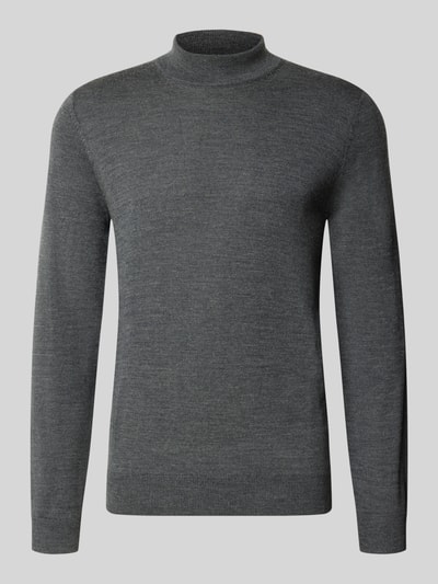 Produktfoto, Regular Fit Turtleneck aus wolmix von Christian Berg Men in antraciet, ribboorden, lange mouw, heren shirt met lange mouwen
