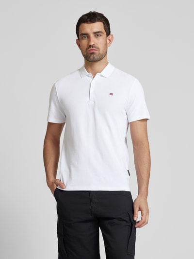 Napapijri Slim Fit Poloshirt mit Logo-Stitching Modell 'EALIS' Weiss 4