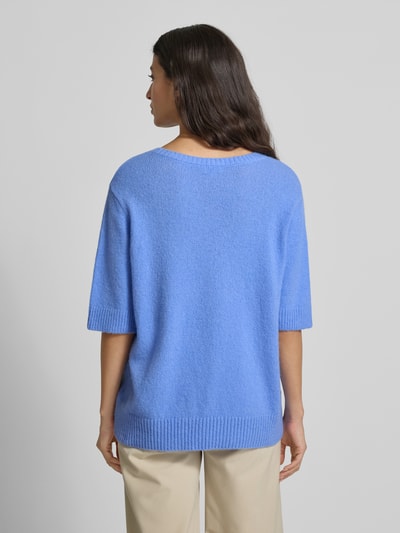 Milano Italy Oversized gebreide pullover met ronde hals Bleu - 5