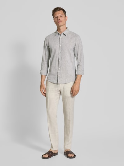 JOOP! Jeans Regular Fit Freizeithemd aus Leinen-Baumwoll-Mix Modell 'Hanson' Oliv 1