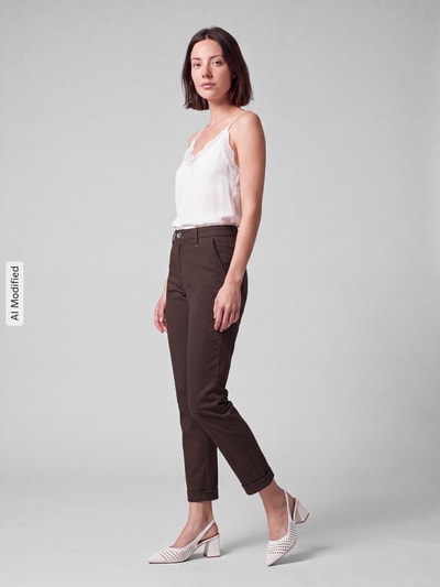 MAC Chinos o kroju straight fit z mieszanki bawełny Ciemnobrązowy 1
