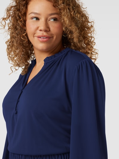 Lauren Ralph Lauren Curve PLUS SIZE knielange jurk met V-hals, model 'KINSLIE' Donkerblauw - 3