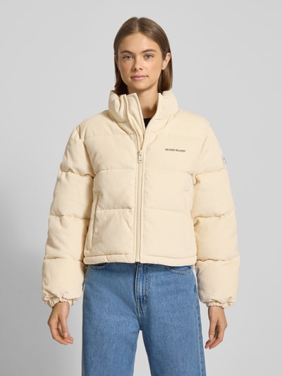 Guess Jeans Steppjacke aus Cord mit Stehkragen und Eingrifftaschen Ecru 4