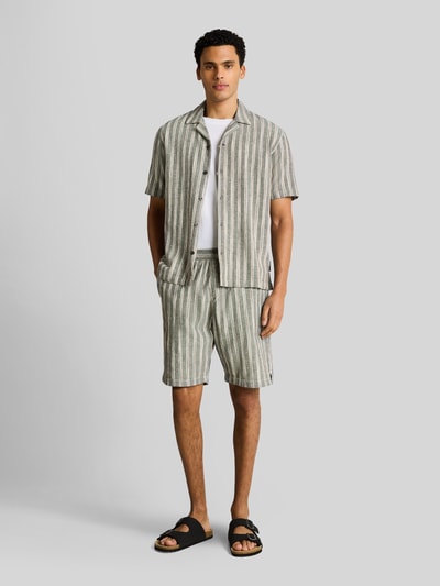 Tom Tailor Denim Regular Fit Shorts aus Baumwoll-Leinen-Mix Oliv 1