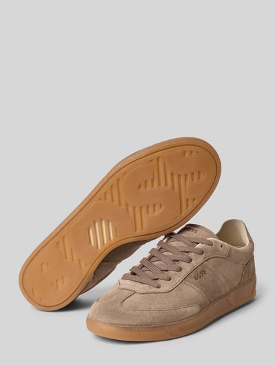 BOSS Lage sneakers van echt leer, model 'BRENTA' Taupe - 4