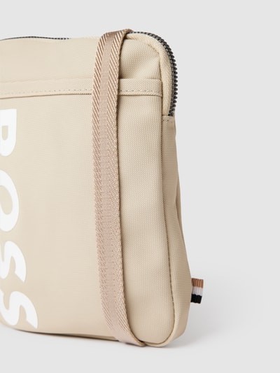 BOSS Schoudertas met labelprint, model 'Catch_Phone pouch' Beige - 3