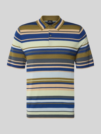Produktfoto, Slim Fit Poloshirt aus reiner Wolle in Strick-Optik von PAUL SMITH, mehrfarbig gestreift, Polokragen, kurzärmelig, Rückenlänge 70 cm in Größe M