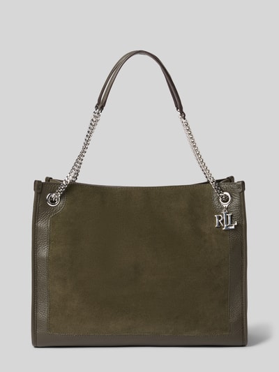 Lauren Ralph Lauren Shopper aus Rindsleder mit Label-Applikation Oliv 2