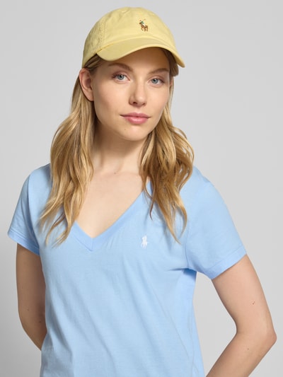 Polo Ralph Lauren T-Shirt mit Label-Stitching und V-Ausschnitt Blau 3