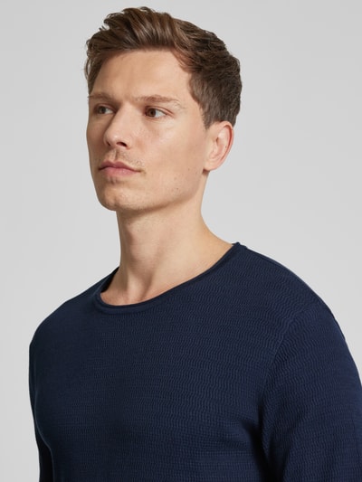 Tom Tailor Denim Regular Fit Strickpullover aus Baumwolle Dunkelblau 3