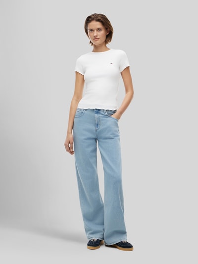 Tommy Jeans Slim Fit T-Shirt aus Baumwoll-Mix Offwhite 1