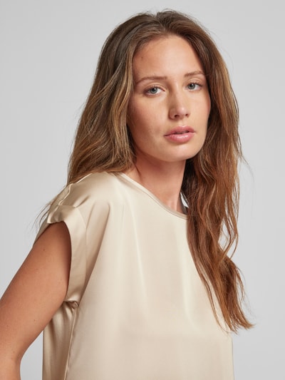 Vila T-shirt met vaste mouwomslagen, model 'VIELLETTE' Beige - 3