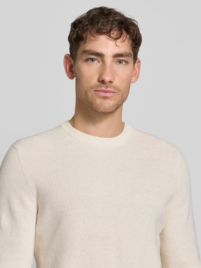MCNEAL Strickpullover mit gerippten Abschlüssen Ecru Melange 3