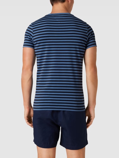 Tommy Hilfiger Slim fit T-shirt met labelstitching Oceaanblauw - 5