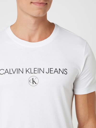 Calvin Klein Big Tall Center Logo T-shirt In White, Calvin Klein Bianca