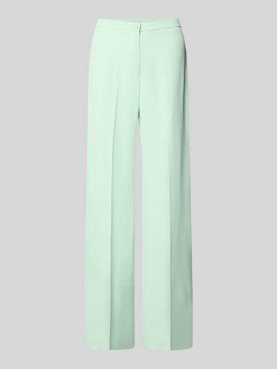 Produktfoto, Stoffhose mit Bügelfalte von Rinascimento in Mintgrün, weiter Beinverlauf, glatte Textur, Material-Mix mit Stretch-Anteil