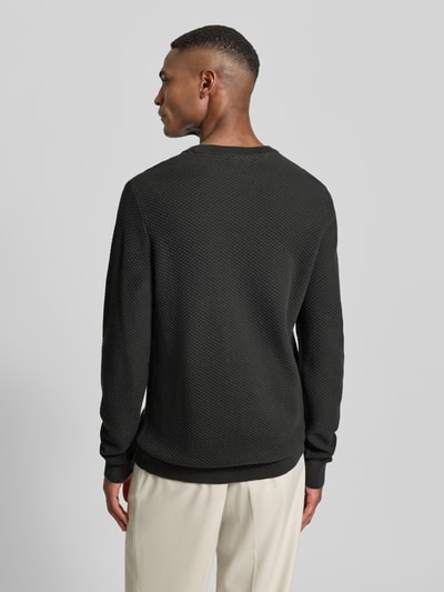 Lindbergh Strickpullover mit Strukturmuster und Rundhalsausschnitt Dunkelgruen 5