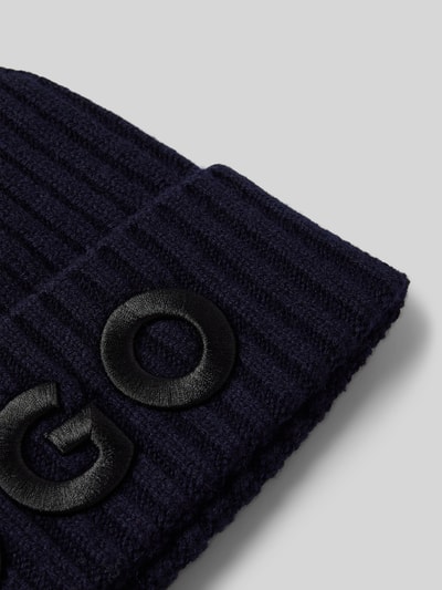 HUGO Czapka beanie z detalem z logo Granatowy 2