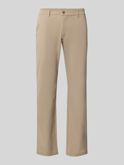 Produktfoto, Slim Fit Hose mit Gesäßtaschen von MCNEAL in Beige, glatte Oberfläche, Eingrifftaschen, Knopf-Reißverschluss, Bundweite 45 cm, Innenbeinlänge 82 cm, Größe M