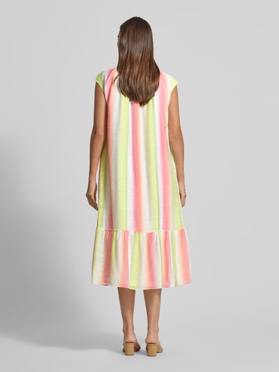 Marc Cain Midikleid mit Schlüsselloch-Ausschnitt und Volantsaum Pink 5