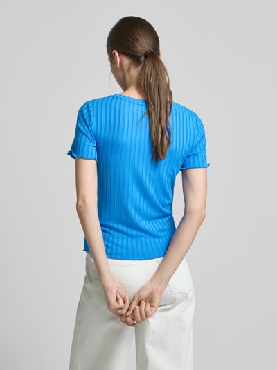 Rich & Royal T-shirt met structuurmotief Koningsblauw - 5