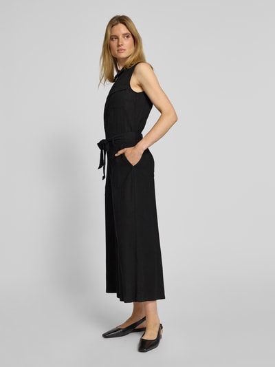 Soyaconcept Jumpsuit aus Leinen-Mix mit Troyer-Kragen Modell 'INA' Black 1
