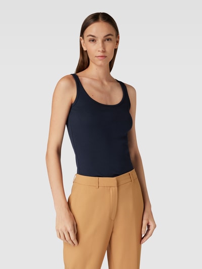 Lauren Ralph Lauren Top met bandjes in riblook, model 'KELLY' Marineblauw - 4