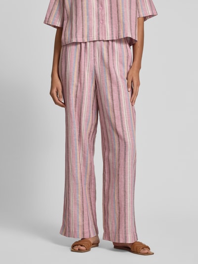 Jake*s Casual Wide Leg Stoffhose aus Leinen-Baumwoll-Mix Mauve 4