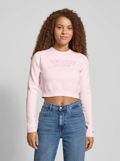 Tommy Jeans Regular Fit Pullover mit Label Stitching Hellrosa 4