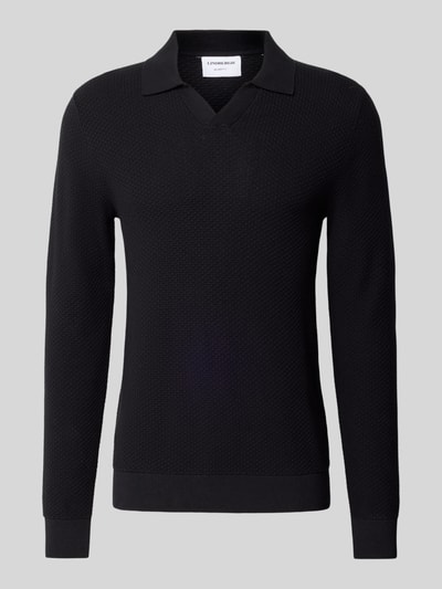 Lindbergh Strickpullover mit Strukturmuster und Umlegekragen Black 2