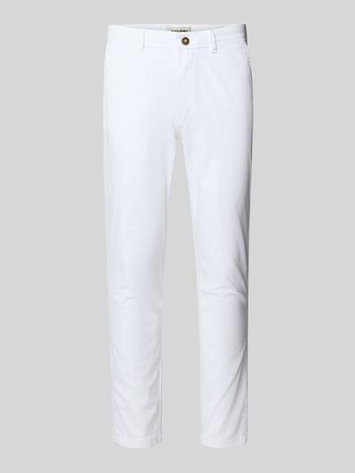 Produktfoto, Slim Fit Stoffhose mit Gesäßtaschen Modell 'Marco' von Jack & Jones, weiß, elastischer Baumwoll-Mix, klare Linien, glatte Textur