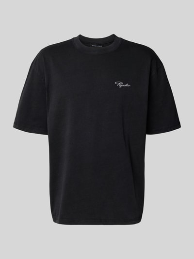 Produktfoto, Oversized T-Shirt mit Label-Stitching von Pegador, męski t-shirt z bawełny, krój oversized, wyhaftowane logo, okrągły dekolt, długość tyłu w rozmiarze M: 70 cm