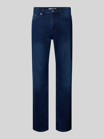 Produktfoto, Regular Fit Jeans aus Baumwoll-Mix Modell 'WEFT' von Only & Sons in dunkelblauem Denim mit 5-Pocket-Design und Label Patch