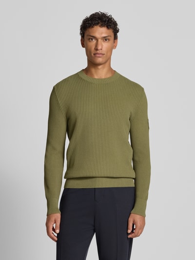 Marc O'Polo Regular Fit Strickpullover aus reiner Baumwolle - Marc O'Polo × DFB Travel Collection Oliv 4