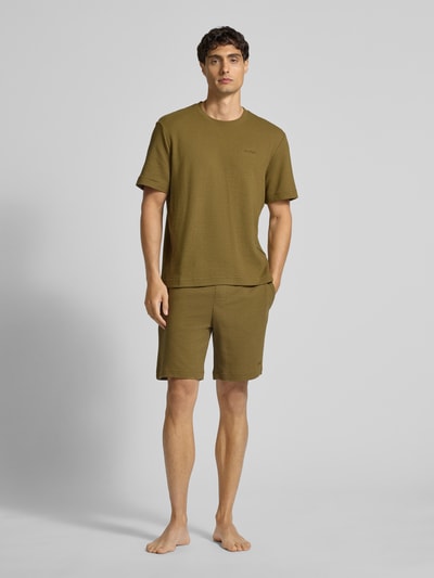 HUGO T-shirt met labelstitching, model 'Austin' Kaki - 1