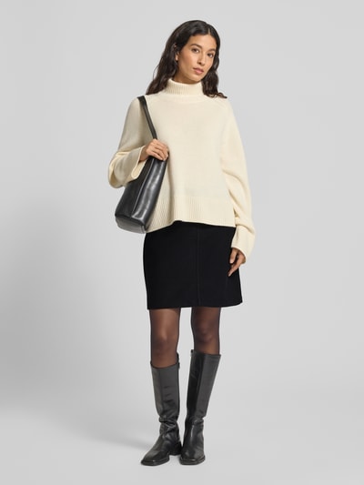 OPUS Knielange rok met deelnaad, model 'ROS Rylieh' Zwart - 1